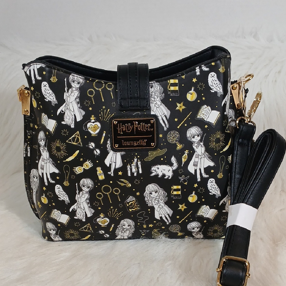 Loungefly Harry Potter Black and Gold Crossbody Bag